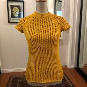 Derek Lam yellow knit, short-sleeve sweater.